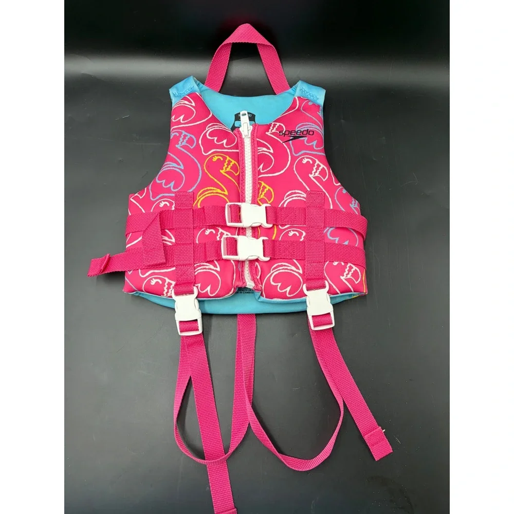 Speedo Child Life Jacket Vest Type III PFD USCG Approved 30-50lbs Pink Flamingo